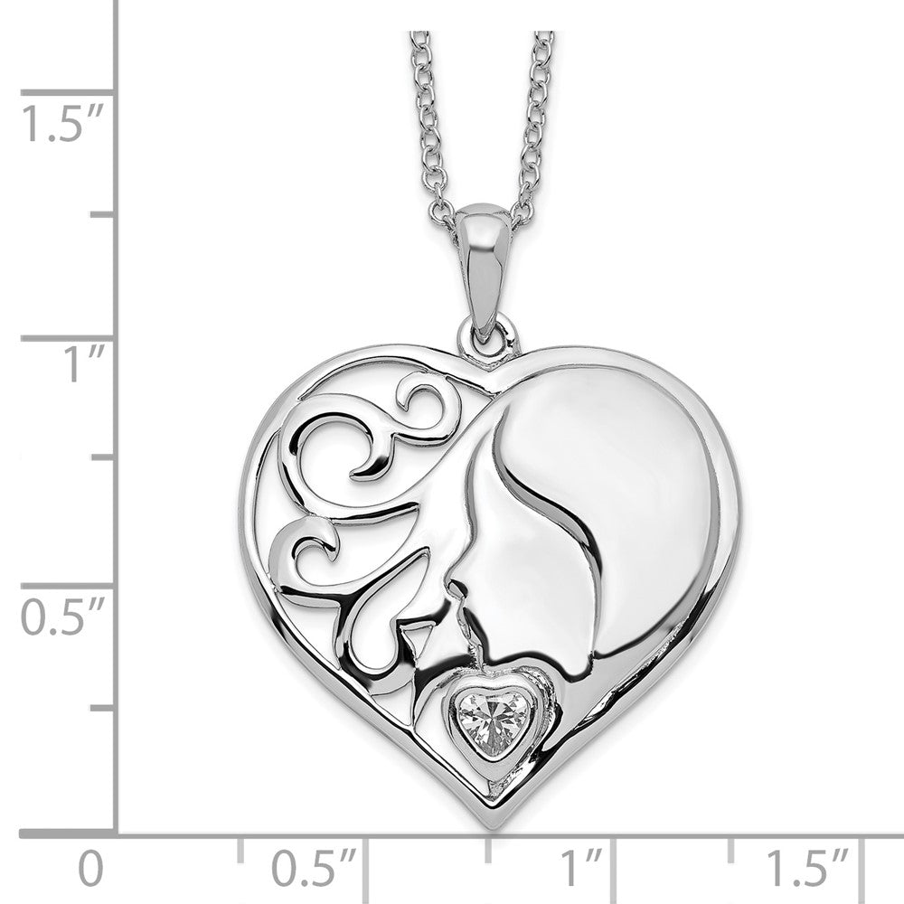 Sterling Silver Sentimental Expressions Rhodium-Plated Cz My Daughter, Heart'S Treasure 18In Necklace