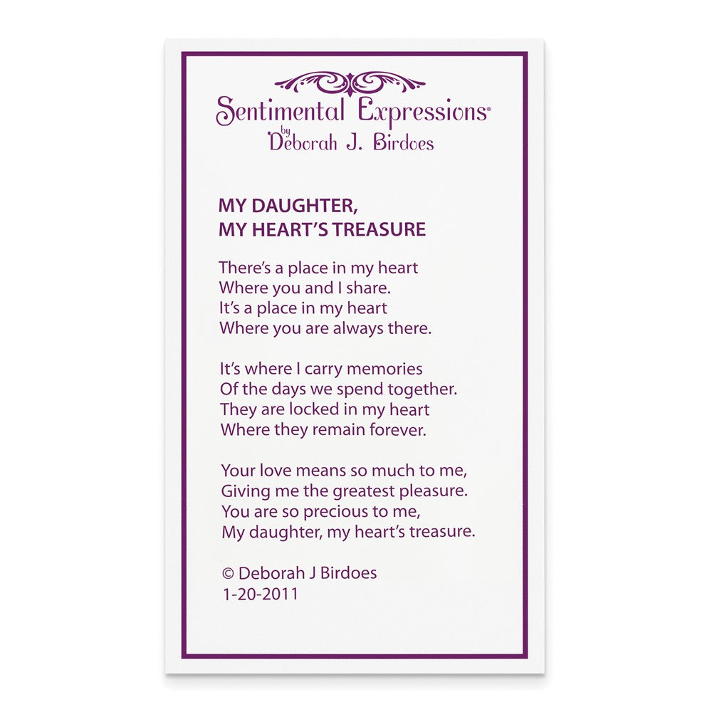 Sterling Silver Sentimental Expressions Rhodium-Plated Cz My Daughter, Heart'S Treasure 18In Necklace