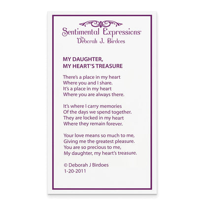 Sterling Silver Sentimental Expressions Rhodium-Plated Cz My Daughter, Heart'S Treasure 18In Necklace