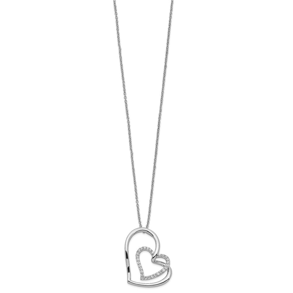 Sterling Silver Sentimental Expressions Rhodium-Plated Antiqued Cz Thank You Grandma 18In Hearts Necklace