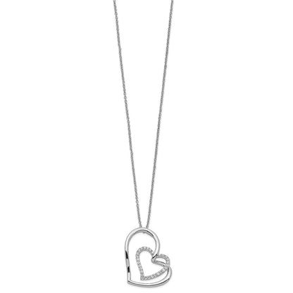 Sterling Silver Sentimental Expressions Rhodium-Plated Antiqued Cz Thank You Grandma 18In Hearts Necklace