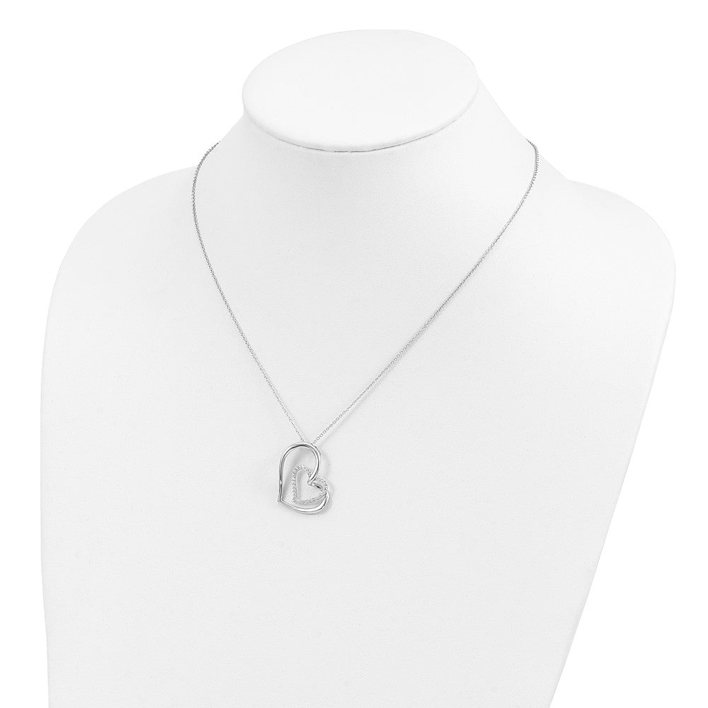 Sterling Silver Sentimental Expressions Rhodium-Plated Antiqued Cz Thank You Grandma 18In Hearts Necklace