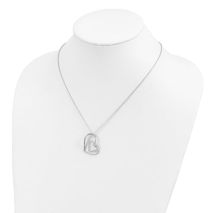 Sterling Silver Sentimental Expressions Rhodium-Plated Antiqued Cz Thank You Grandma 18In Hearts Necklace