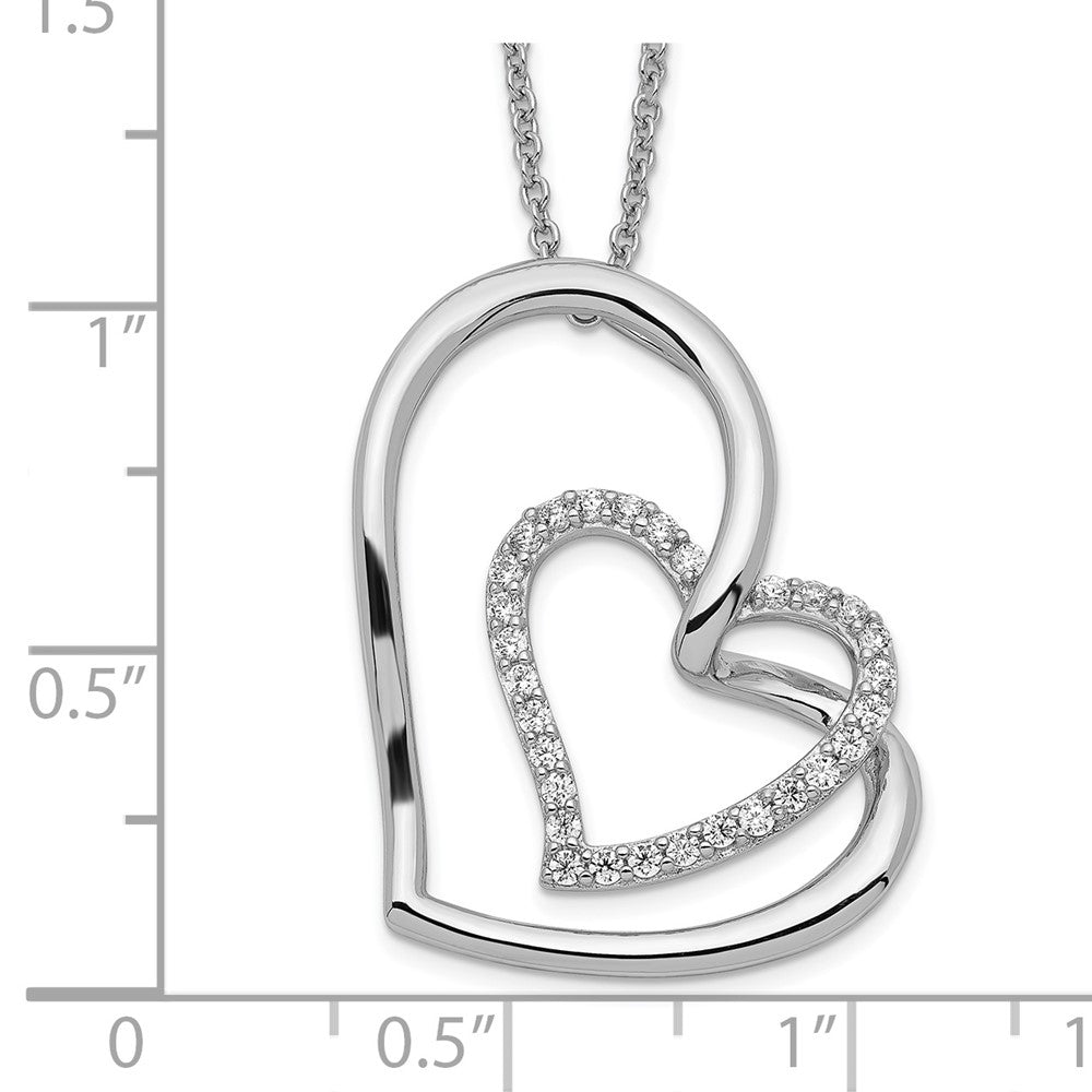 Sterling Silver Sentimental Expressions Rhodium-Plated Antiqued Cz Thank You Grandma 18In Hearts Necklace