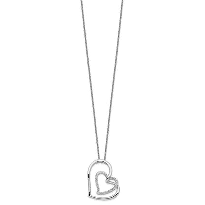 Sterling Silver Sentimental Expressions Rhodium-Plated Antiqued Cz Thank You Mother 18In Hearts Necklace