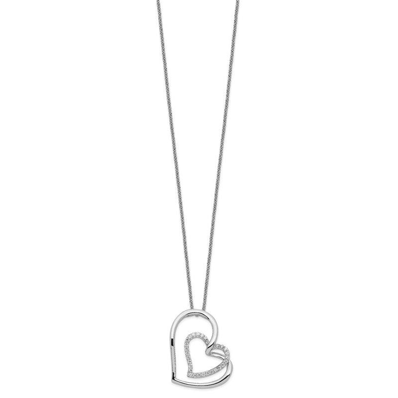 Sterling Silver Sentimental Expressions Rhodium-Plated Antiqued Cz Thank You Mother 18In Hearts Necklace