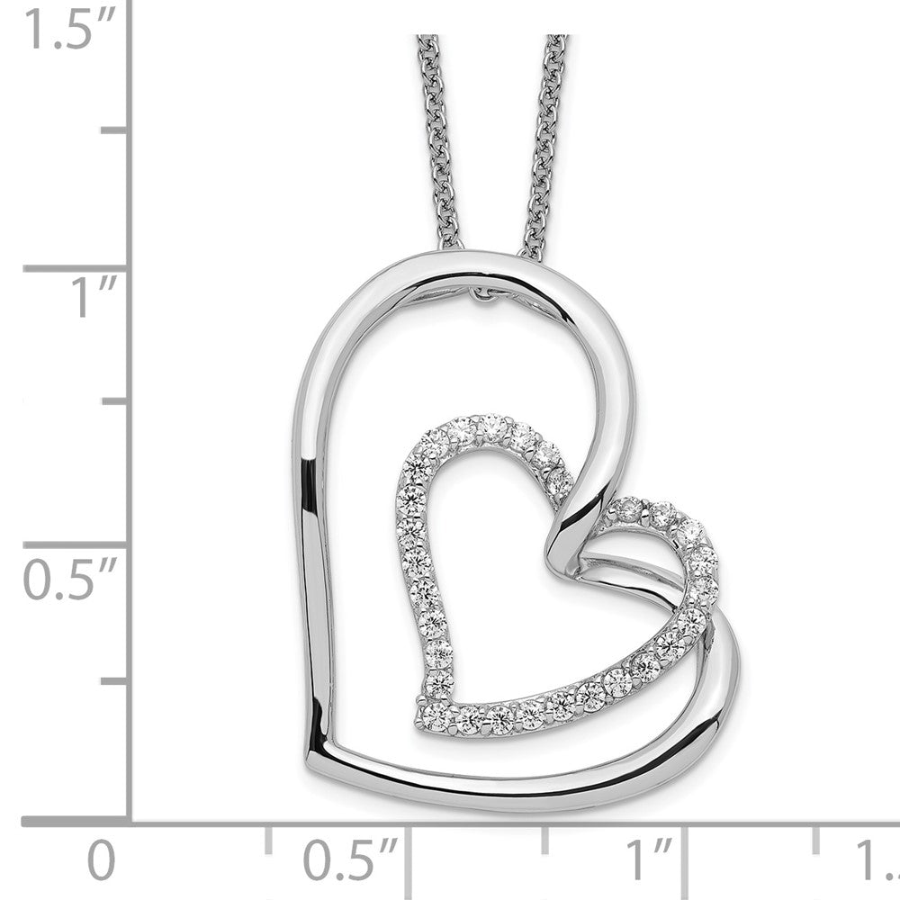 Sterling Silver Sentimental Expressions Rhodium-Plated Antiqued Cz Thank You Mother 18In Hearts Necklace
