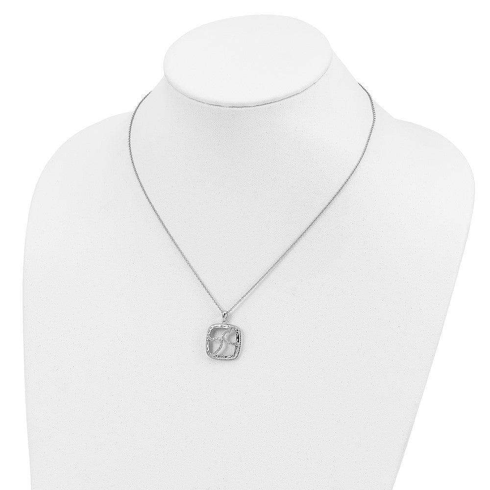 Sterling Silver Sentimental Expressions Rhodium-Plated Antiqued Cz Sisters By Chance 18In Hearts Necklace