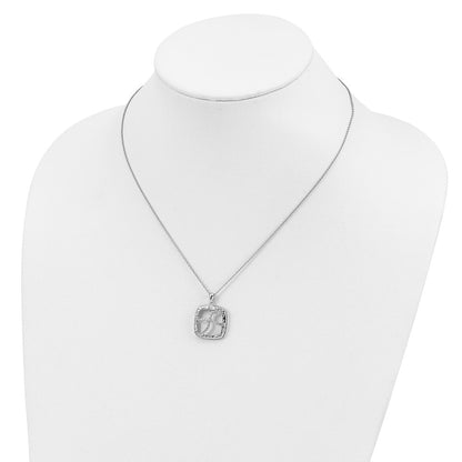 Sterling Silver Sentimental Expressions Rhodium-Plated Antiqued Cz Sisters By Chance 18In Hearts Necklace