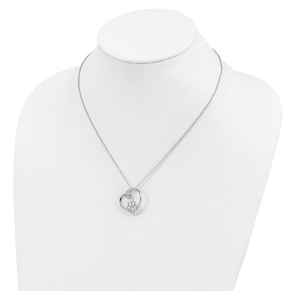 Sterling Silver Sentimental Expressions Rhodium-Plated Cz My Special Niece 18In Flower In Heart Necklace