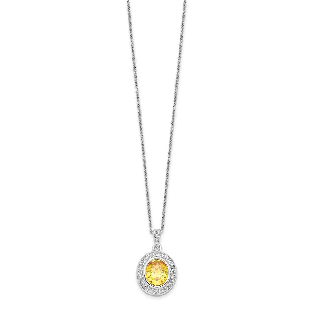 Sterling Silver Sentimental Expressions Cz Old Friends Are Golden 18In Necklace