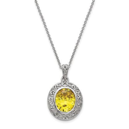 Sterling Silver Sentimental Expressions Cz Old Friends Are Golden 18In Necklace