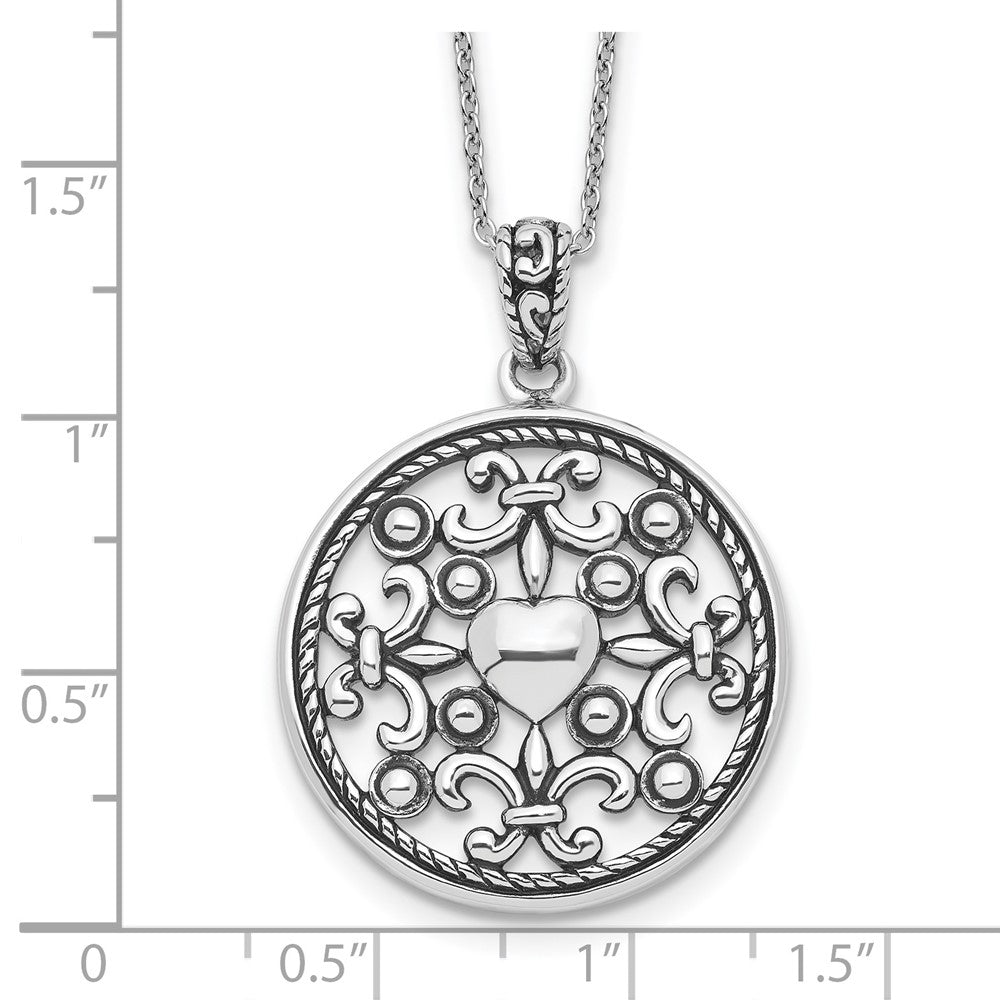 Sterling Silver Sentimental Expressions Rhodium-Plated A Friend For All Seasons 18 Fleur De Lis Necklace