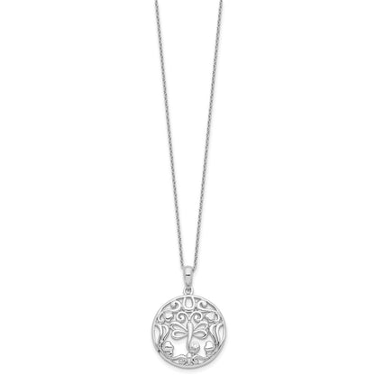 Sterling Silver Sentimental Expressions Rhodium-Plated Cz Lovebug Butterfly 18 Inch Necklace