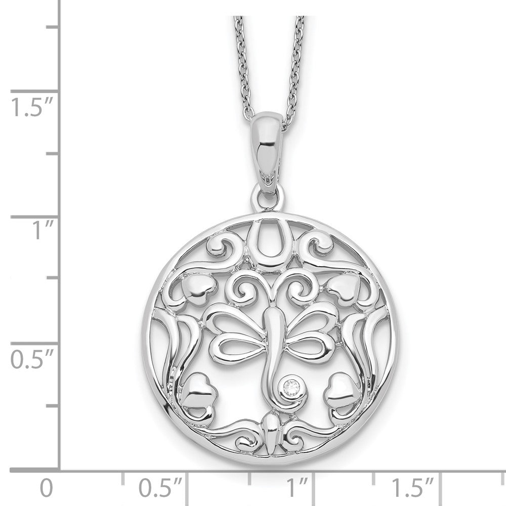 Sterling Silver Sentimental Expressions Rhodium-Plated Cz Lovebug Butterfly 18 Inch Necklace