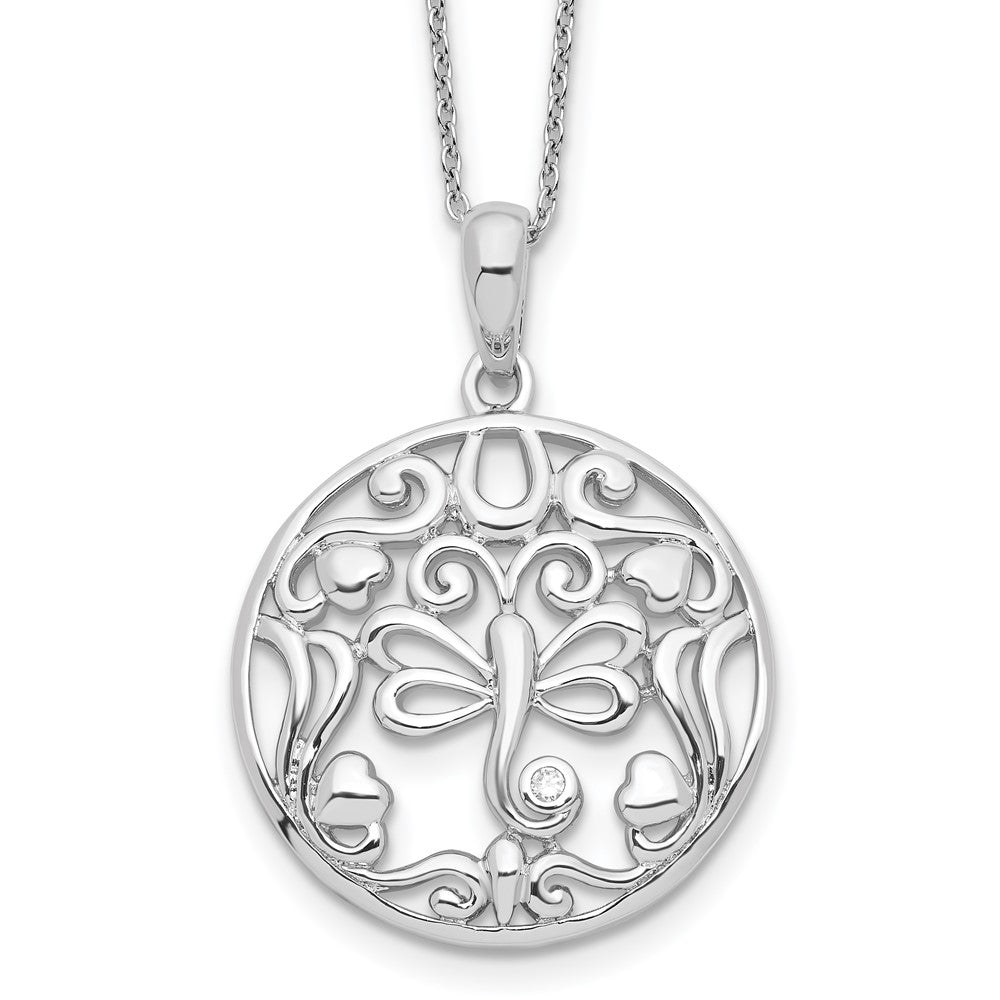 Sterling Silver Sentimental Expressions Rhodium-Plated Cz Lovebug Butterfly 18 Inch Necklace