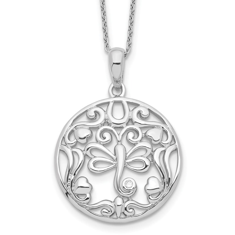 Sterling Silver Sentimental Expressions Rhodium-Plated Cz Lovebug Butterfly 18 Inch Necklace