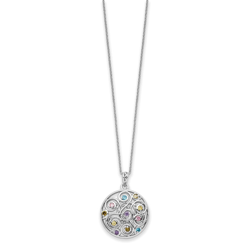 Sterling Silver Sentimental Expressions Rhodium-Plated Cz Kaleidoscope Of Wishes 18In Necklace