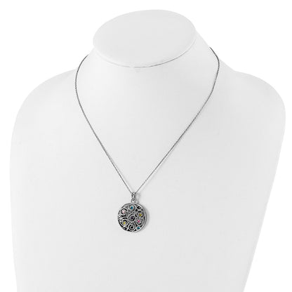Sterling Silver Sentimental Expressions Rhodium-Plated Cz Kaleidoscope Of Wishes 18In Necklace