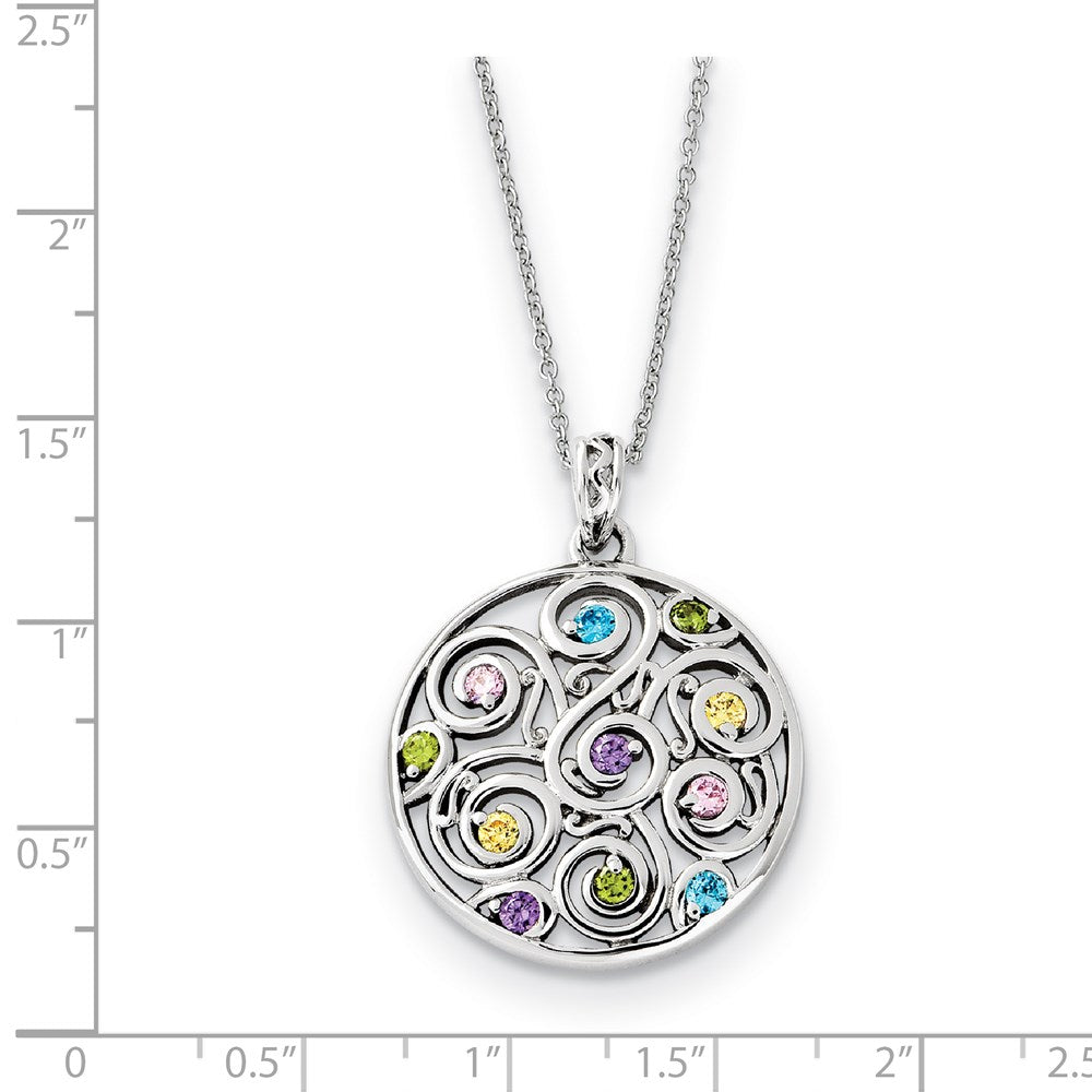 Sterling Silver Sentimental Expressions Rhodium-Plated Cz Kaleidoscope Of Wishes 18In Necklace