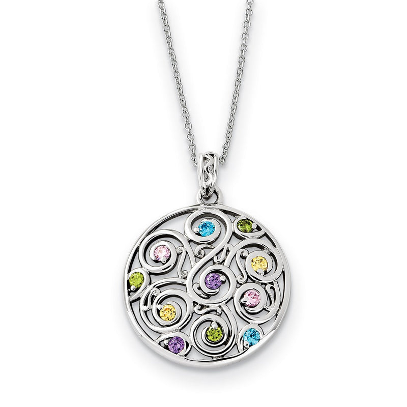 Sterling Silver Sentimental Expressions Rhodium-Plated Cz Kaleidoscope Of Wishes 18In Necklace