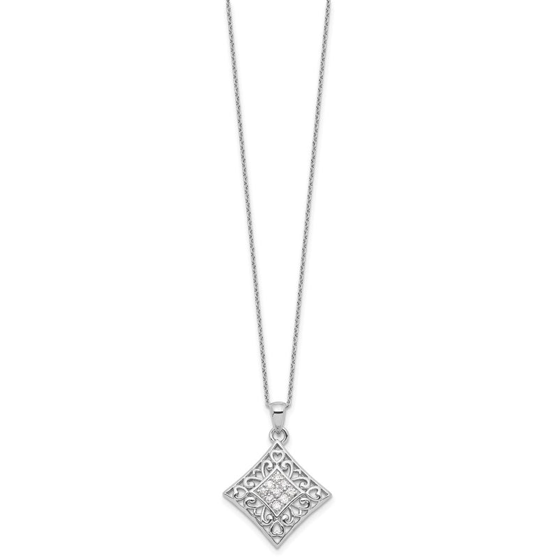 Sterling Silver Sentimental Expressions Rhodium-Plated Cz I Love You All Year Long 18In Necklace
