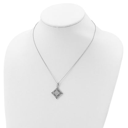 Sterling Silver Sentimental Expressions Rhodium-Plated Cz I Love You All Year Long 18In Necklace