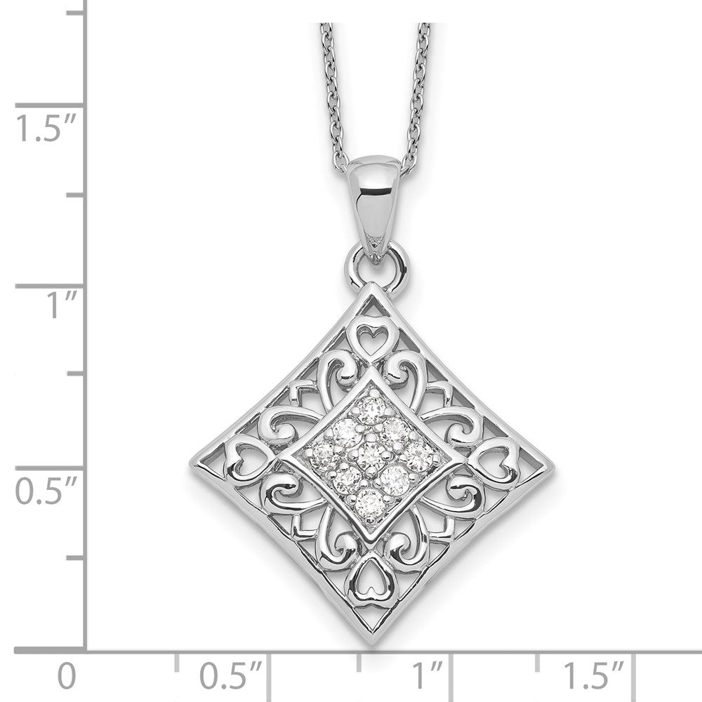Sterling Silver Sentimental Expressions Rhodium-Plated Cz I Love You All Year Long 18In Necklace