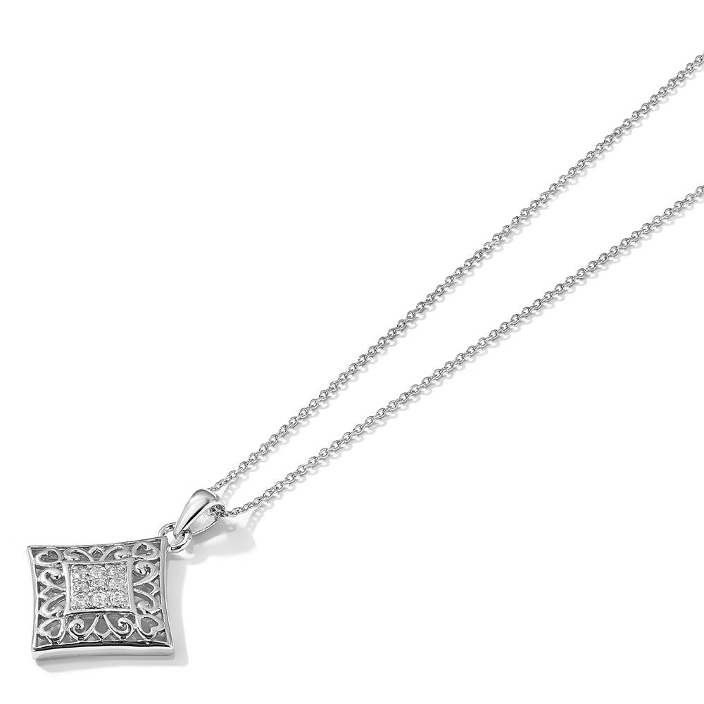 Sterling Silver Sentimental Expressions Rhodium-Plated Cz I Love You All Year Long 18In Necklace