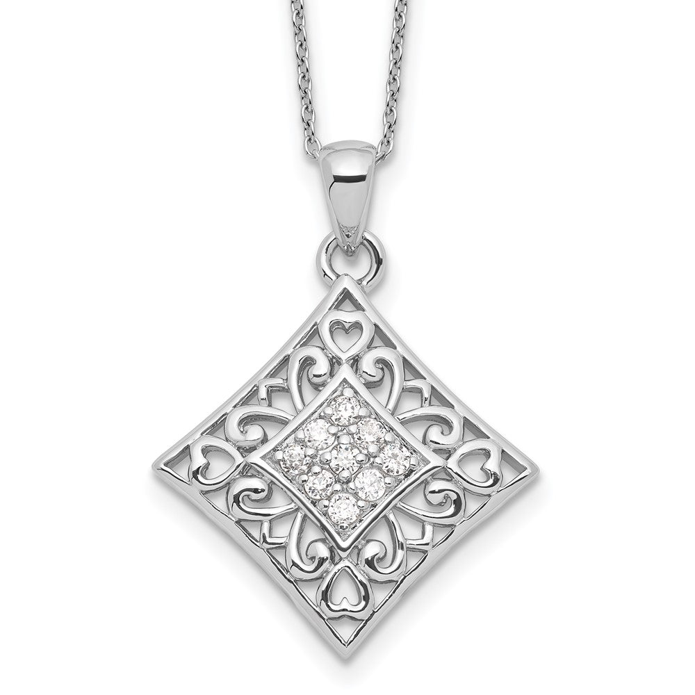 Sterling Silver Sentimental Expressions Rhodium-Plated Cz I Love You All Year Long 18In Necklace