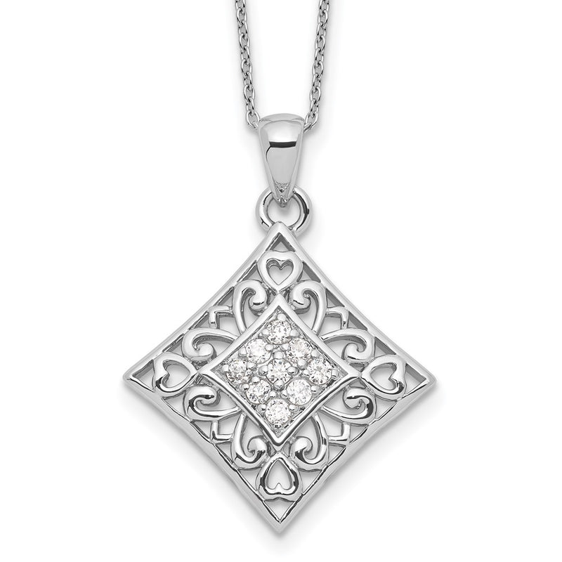 Sterling Silver Sentimental Expressions Rhodium-Plated Cz I Love You All Year Long 18In Necklace