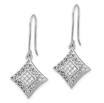 Sterling Silver Sentimental Expressions Rhodium-Plated Cz I Love You All Year Long Earrings