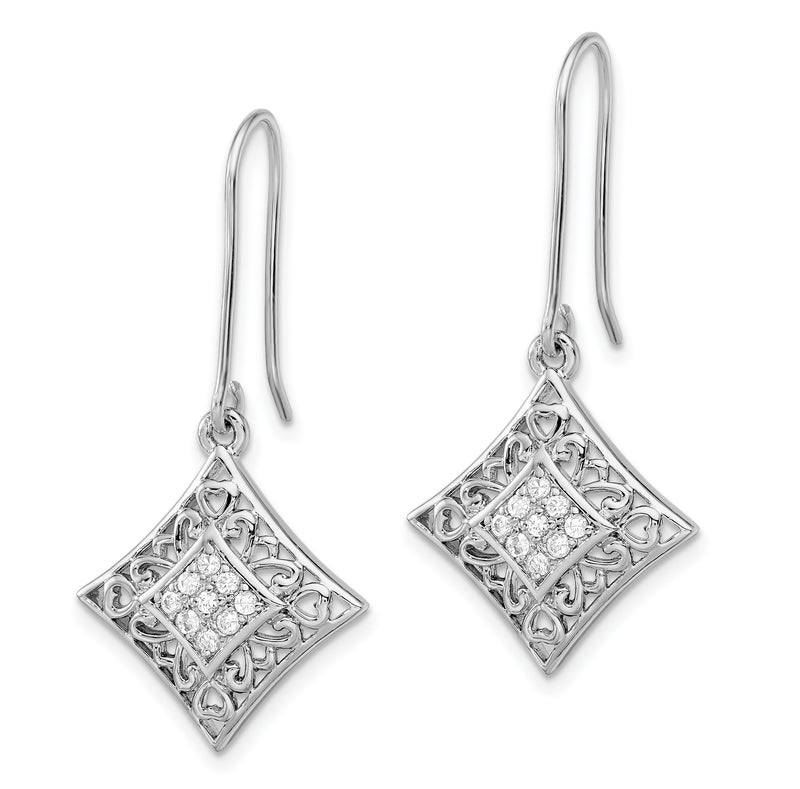 Sterling Silver Sentimental Expressions Rhodium-Plated Cz I Love You All Year Long Earrings