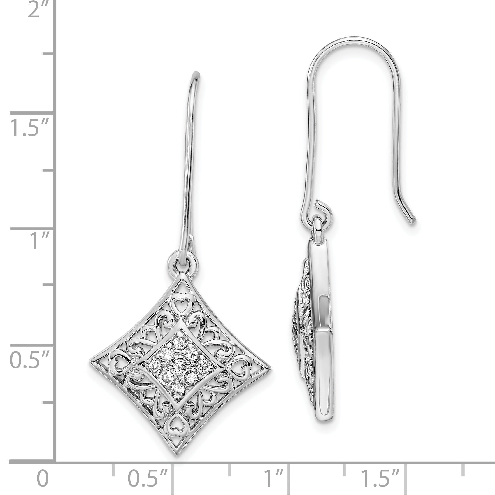 Sterling Silver Sentimental Expressions Rhodium-Plated Cz I Love You All Year Long Earrings