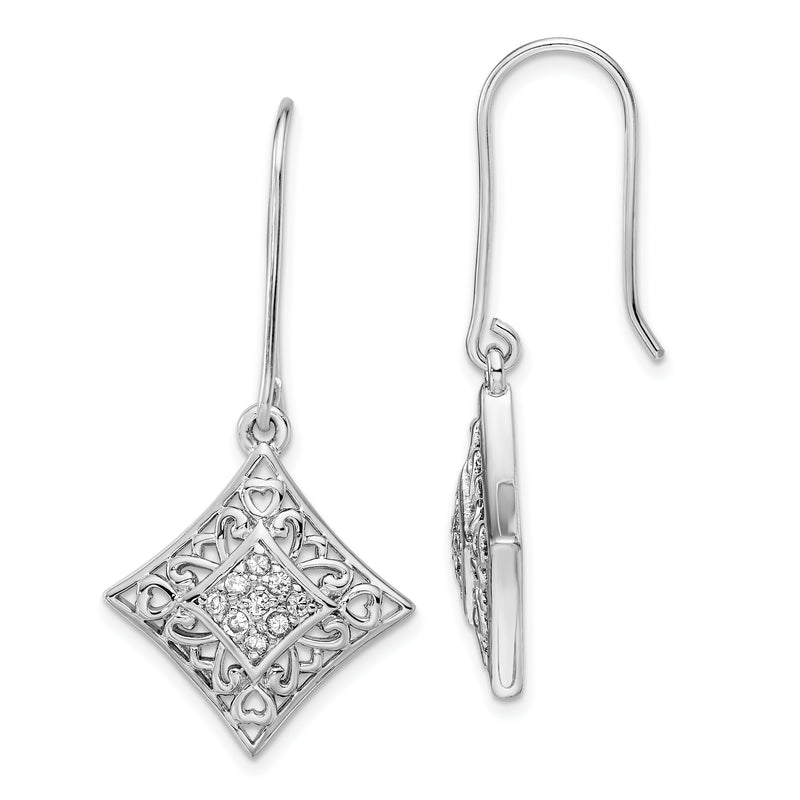 Sterling Silver Sentimental Expressions Rhodium-Plated Cz I Love You All Year Long Earrings
