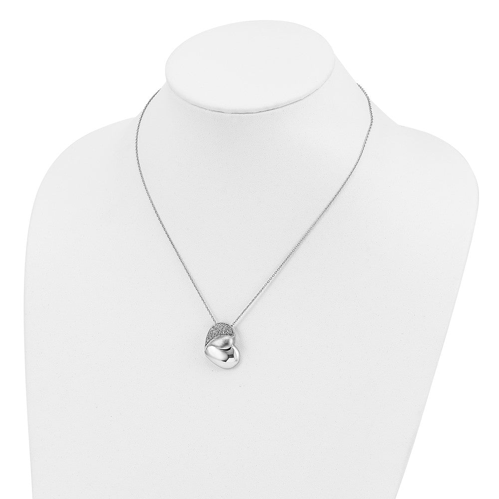 Sterling Silver Sentimental Expressions Rhodium-Plated Cz Glimpse Of My Heart Necklace