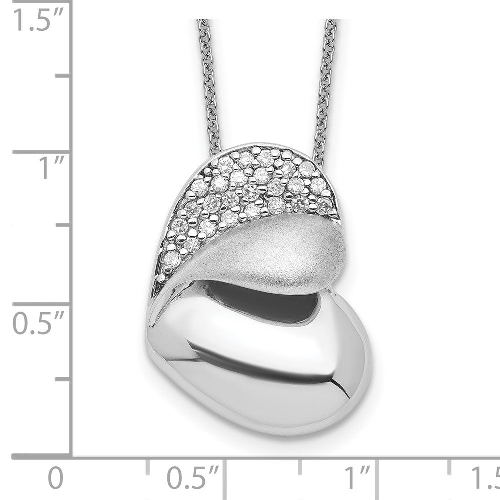 Sterling Silver Sentimental Expressions Rhodium-Plated Cz Glimpse Of My Heart Necklace