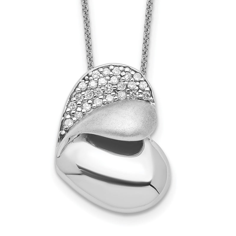 Sterling Silver Sentimental Expressions Rhodium-Plated Cz Glimpse Of My Heart Necklace
