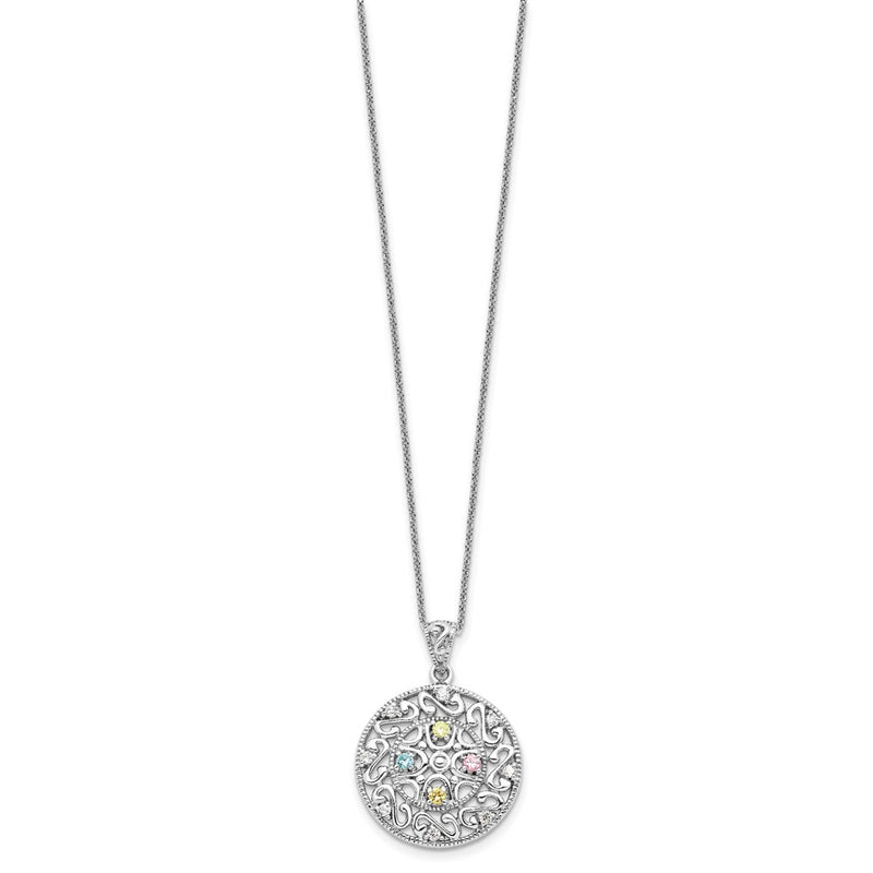 Sterling Silver Sentimental Expressions Rhodium-Plated Cz Bliss 18In Necklace
