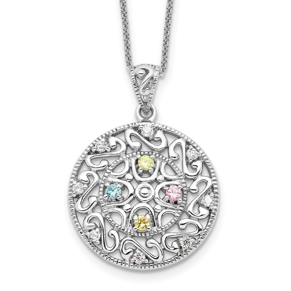 Sterling Silver Sentimental Expressions Rhodium-Plated Cz Bliss 18In Necklace