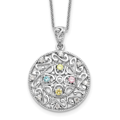 Sterling Silver Sentimental Expressions Rhodium-Plated Cz Bliss 18In Necklace