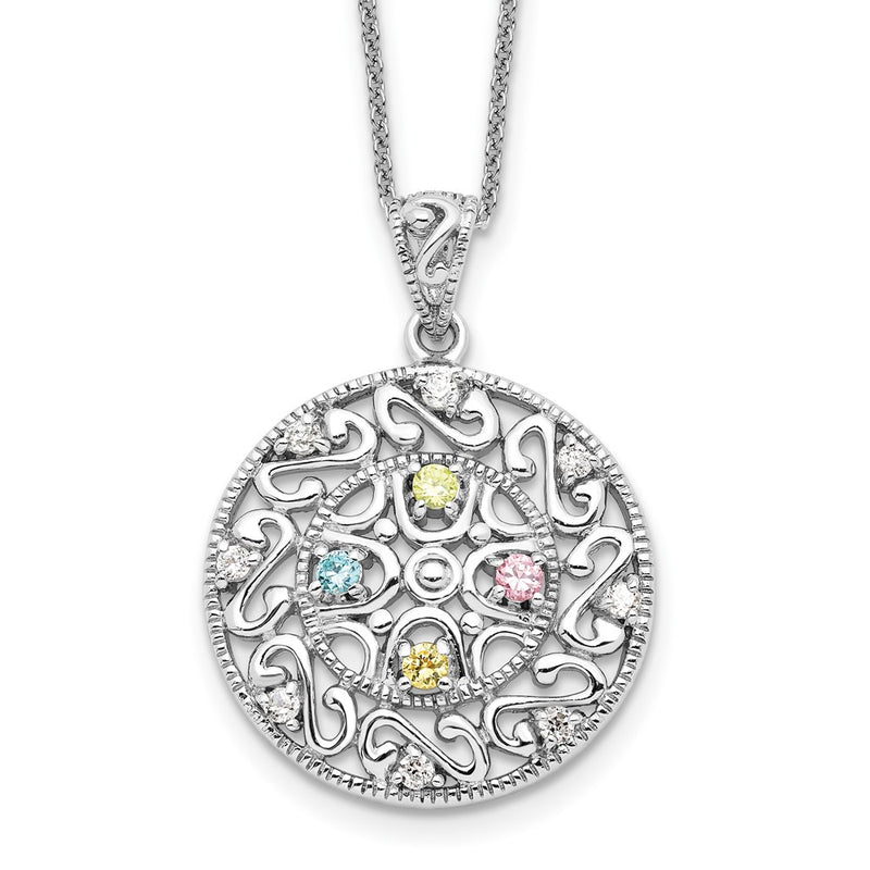 Sterling Silver Sentimental Expressions Rhodium-Plated Cz Bliss 18In Necklace