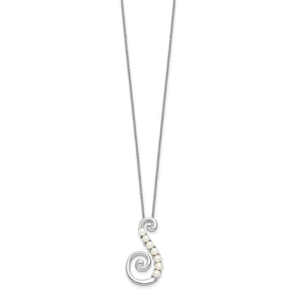 Sterling Silver Sentimental Expressions Rhodium-Plated Fw Cultured Pearl Reaching Out 18In Necklace