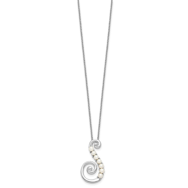 Sterling Silver Sentimental Expressions Rhodium-Plated Fw Cultured Pearl Reaching Out 18In Necklace