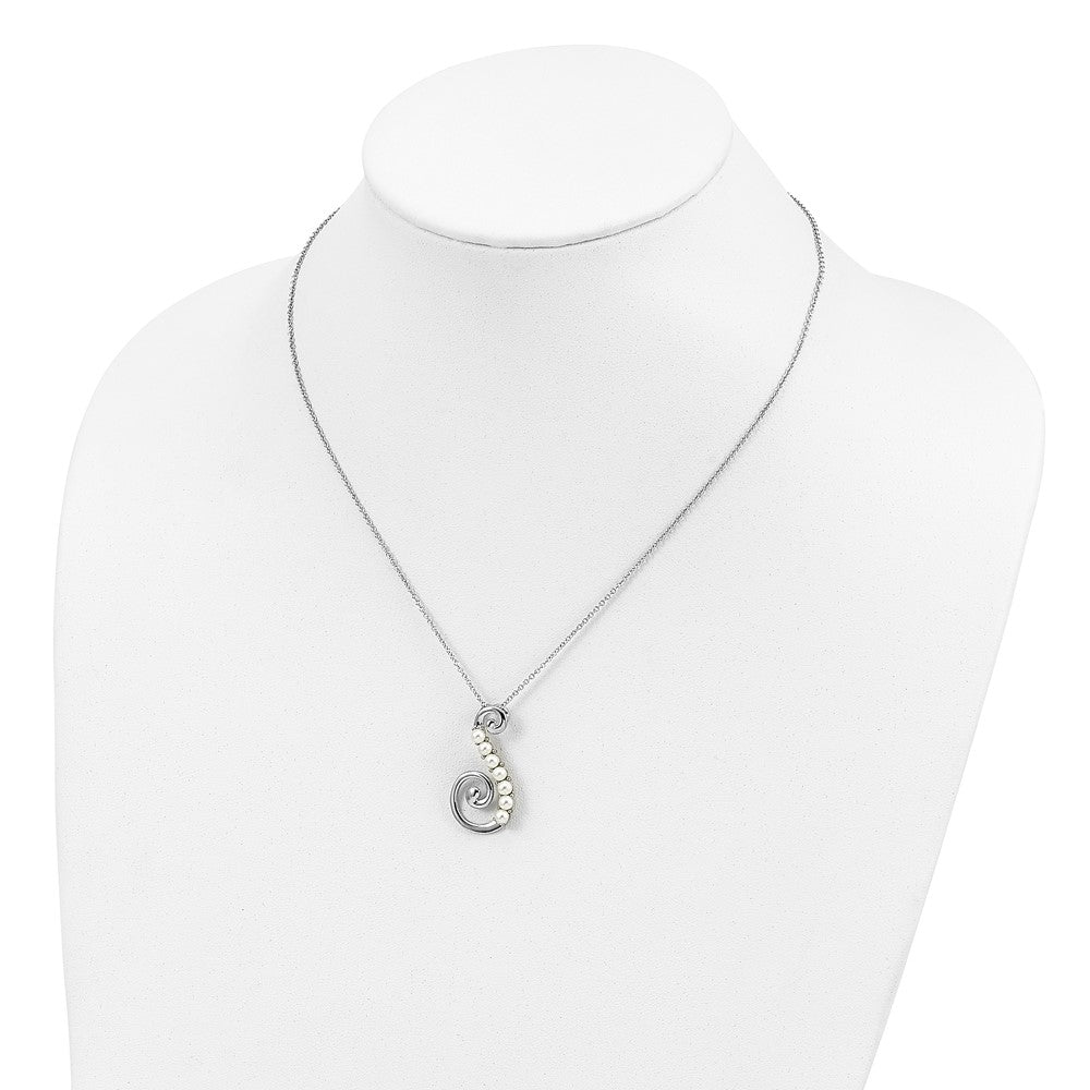 Sterling Silver Sentimental Expressions Rhodium-Plated Fw Cultured Pearl Reaching Out 18In Necklace