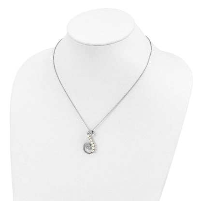 Sterling Silver Sentimental Expressions Rhodium-Plated Fw Cultured Pearl Reaching Out 18In Necklace