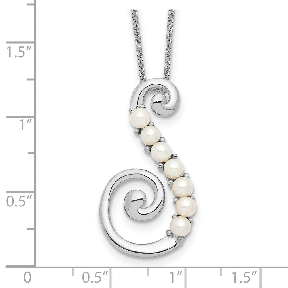 Sterling Silver Sentimental Expressions Rhodium-Plated Fw Cultured Pearl Reaching Out 18In Necklace