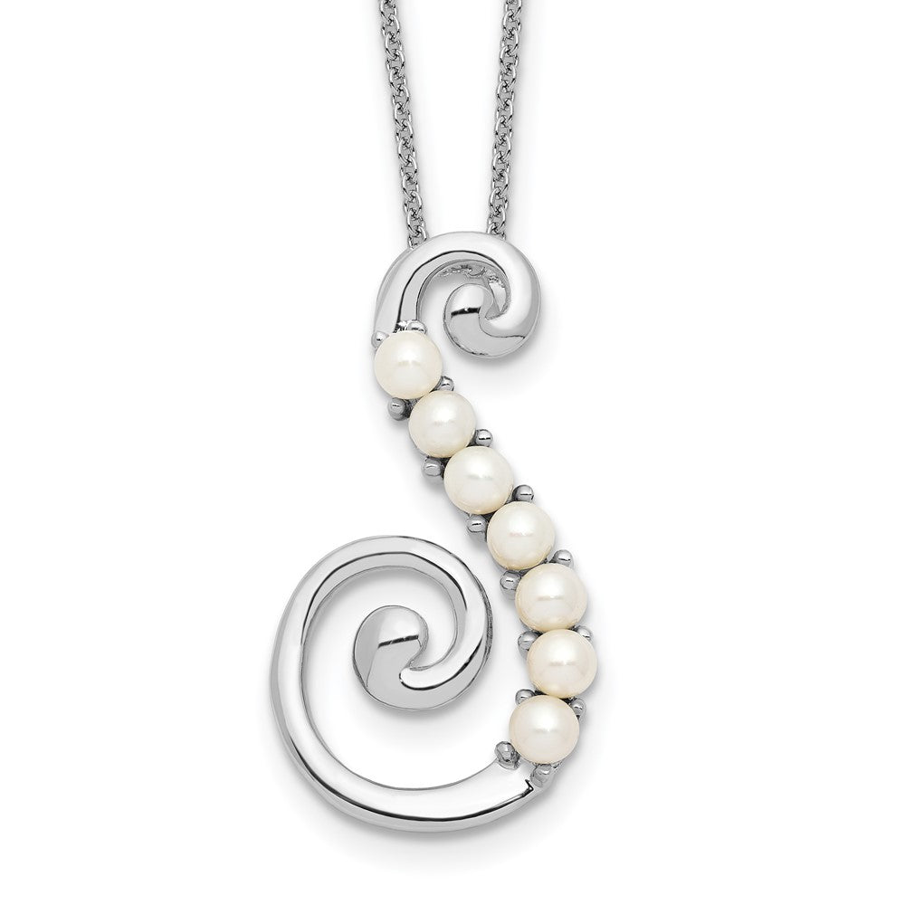 Sterling Silver Sentimental Expressions Rhodium-Plated Fw Cultured Pearl Reaching Out 18In Necklace