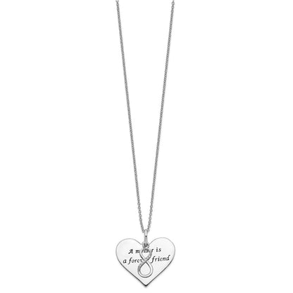 Sterling Silver Sentimental Expressions Rhodium-Plated Antiqued Cz A Mother Is Forever Friend 18In Necklace
