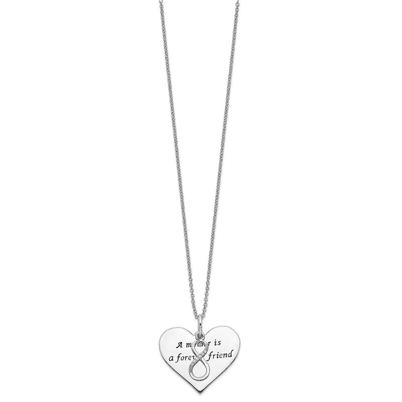Sterling Silver Sentimental Expressions Rhodium-Plated Antiqued Cz A Mother Is Forever Friend 18In Necklace